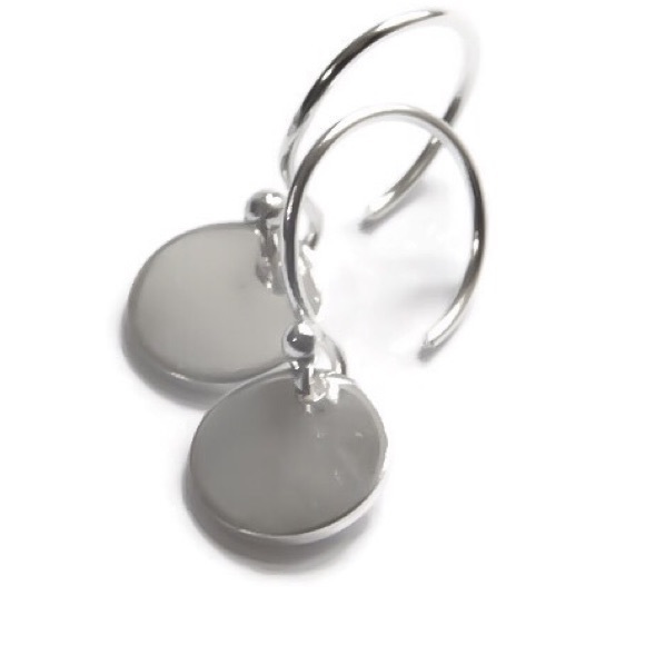 Moodtherapy Jewelry - 925 Sterling Silver DISK dangle drop EARRINGS